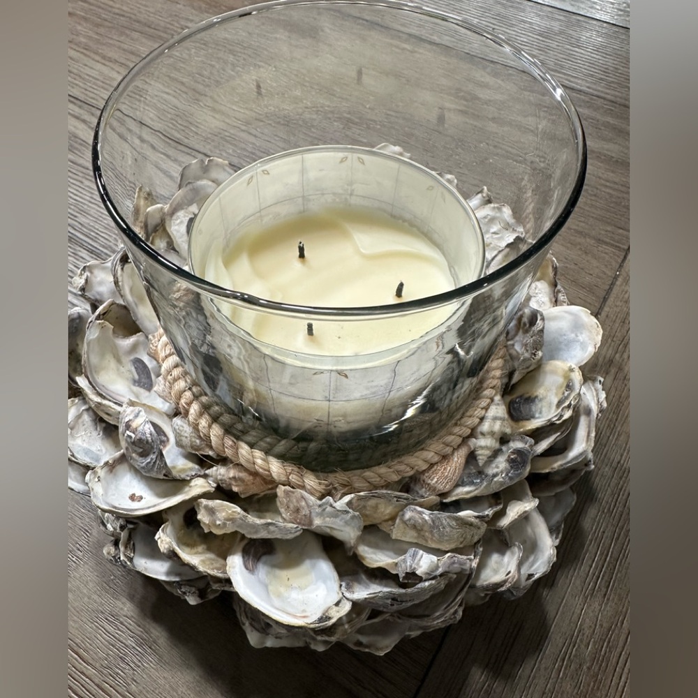 Coastal Style Oyster Shell Candle Holder
